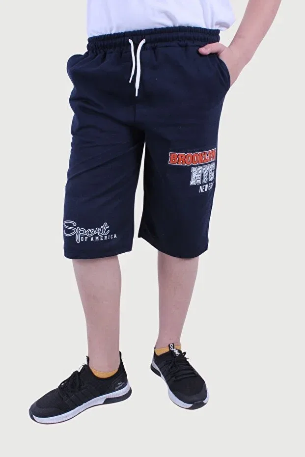 Детские шорты для мальчиков с принтом Brooklyn Panios Kids, Navy Blue — фото 3
