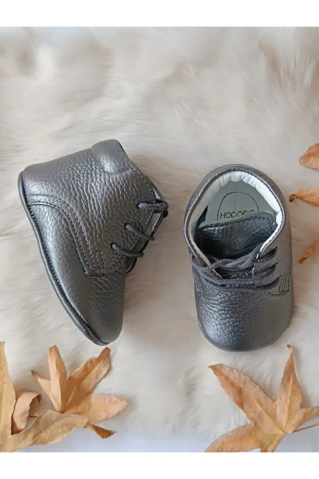 Детские пинетки для новорожденных кожаные Platinum Hodore, Platinum — фото 2