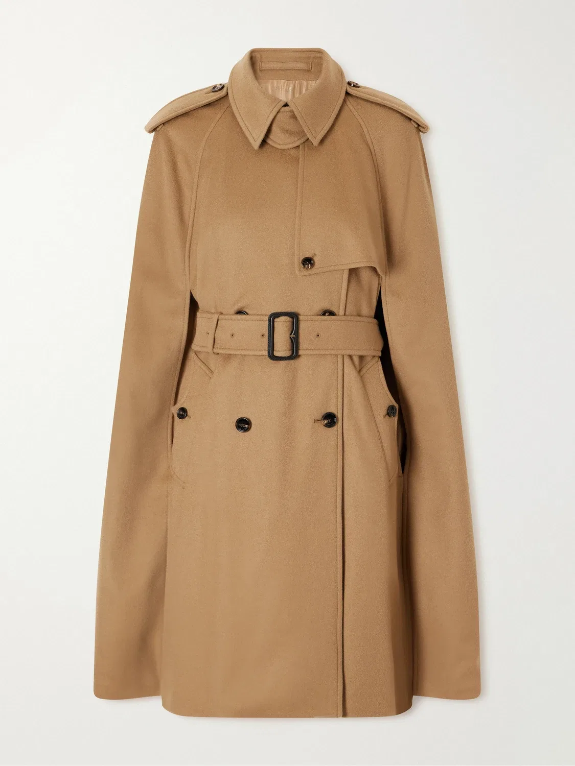 Кашемировая накидка с поясом BURBERRY, коричневый