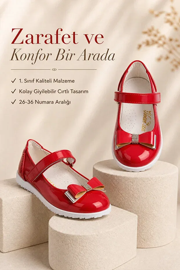 Детские балетки для девочек из лакированной кожи Morbella, Red