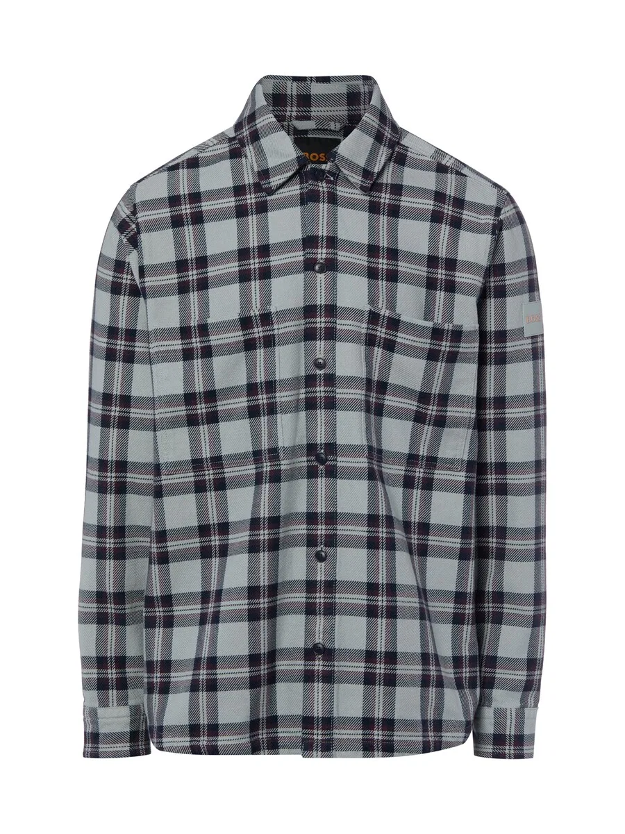 Рубашка BOSS Regular fit Button Up Shirt 'Locky' серого цвета