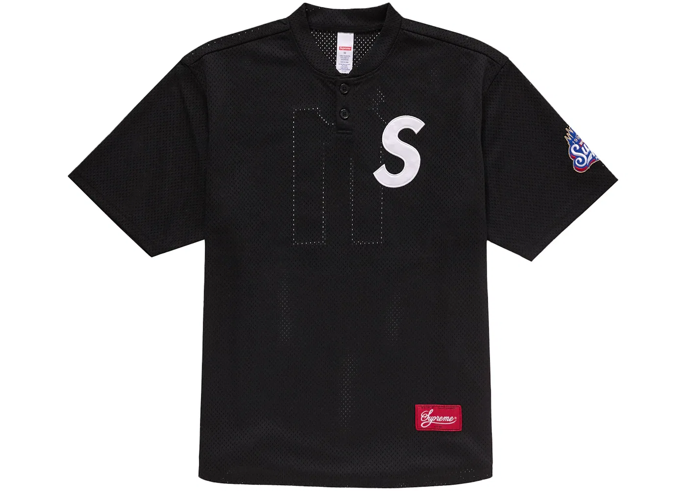 Мужская бейсбольная рубашка-поло с принтом Supreme S Logo Henley Supreme, Black