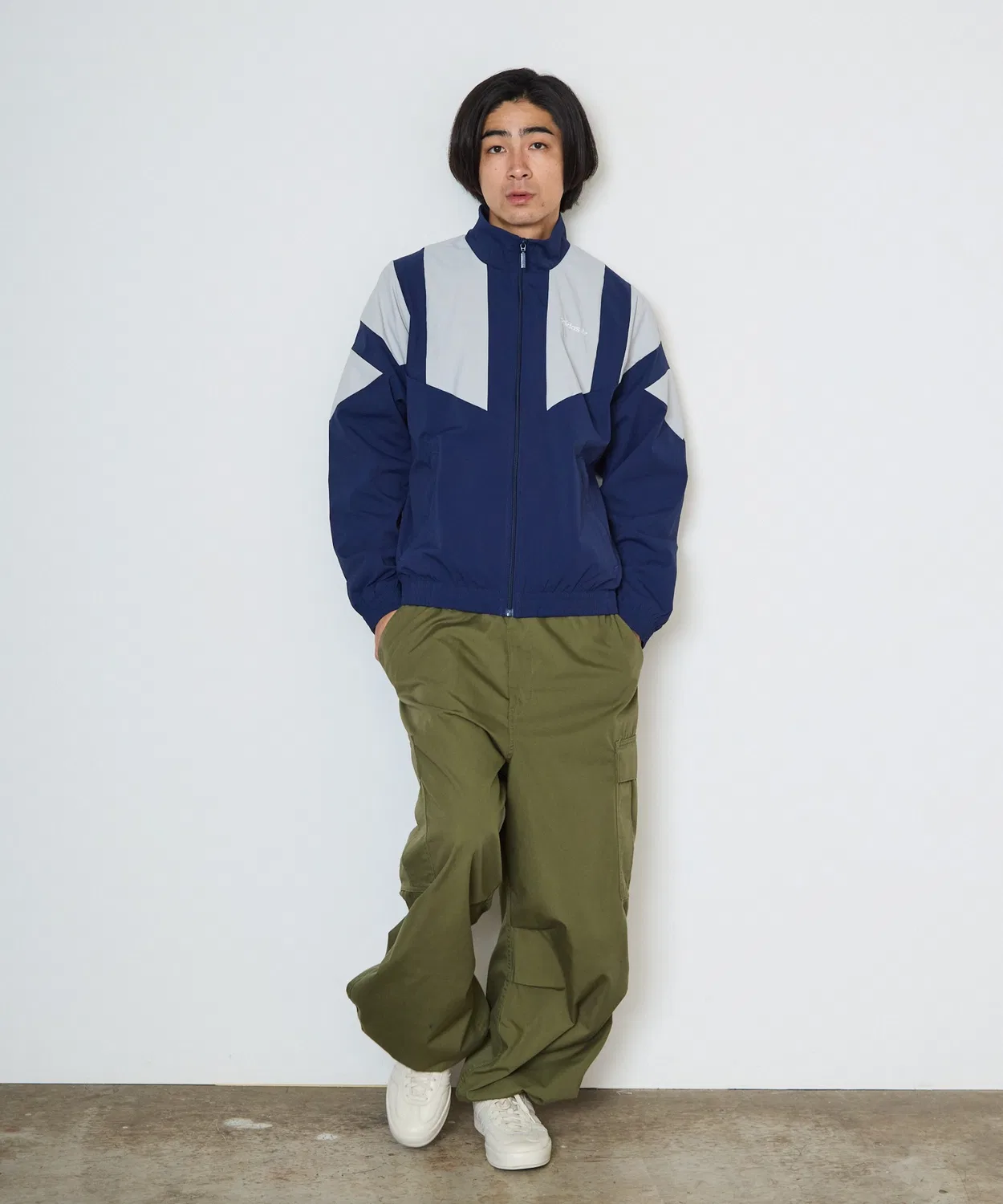 Мужская куртка-бомбер с молнией, модель Blocked Tracktop, Adidas, Indigo Blue