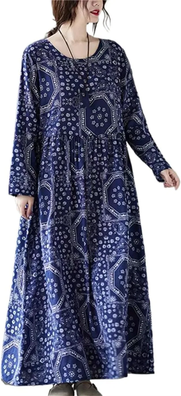 Женское платье миди с цветочным принтом A-силуэта, Navy Blue