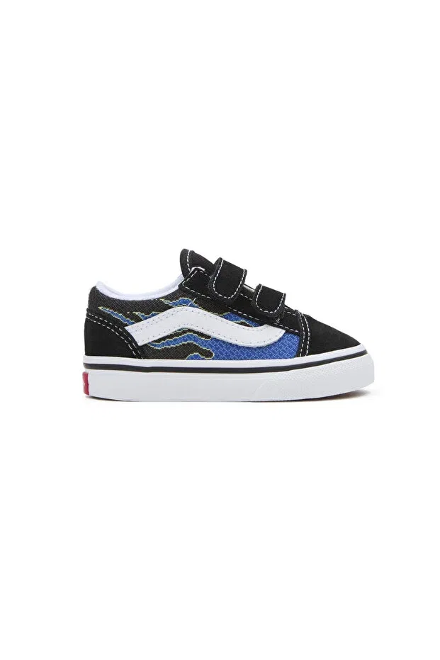 Детские кроссовки для девочек с липучкой Old skool v kids sneakers Vans, Black — фото 2