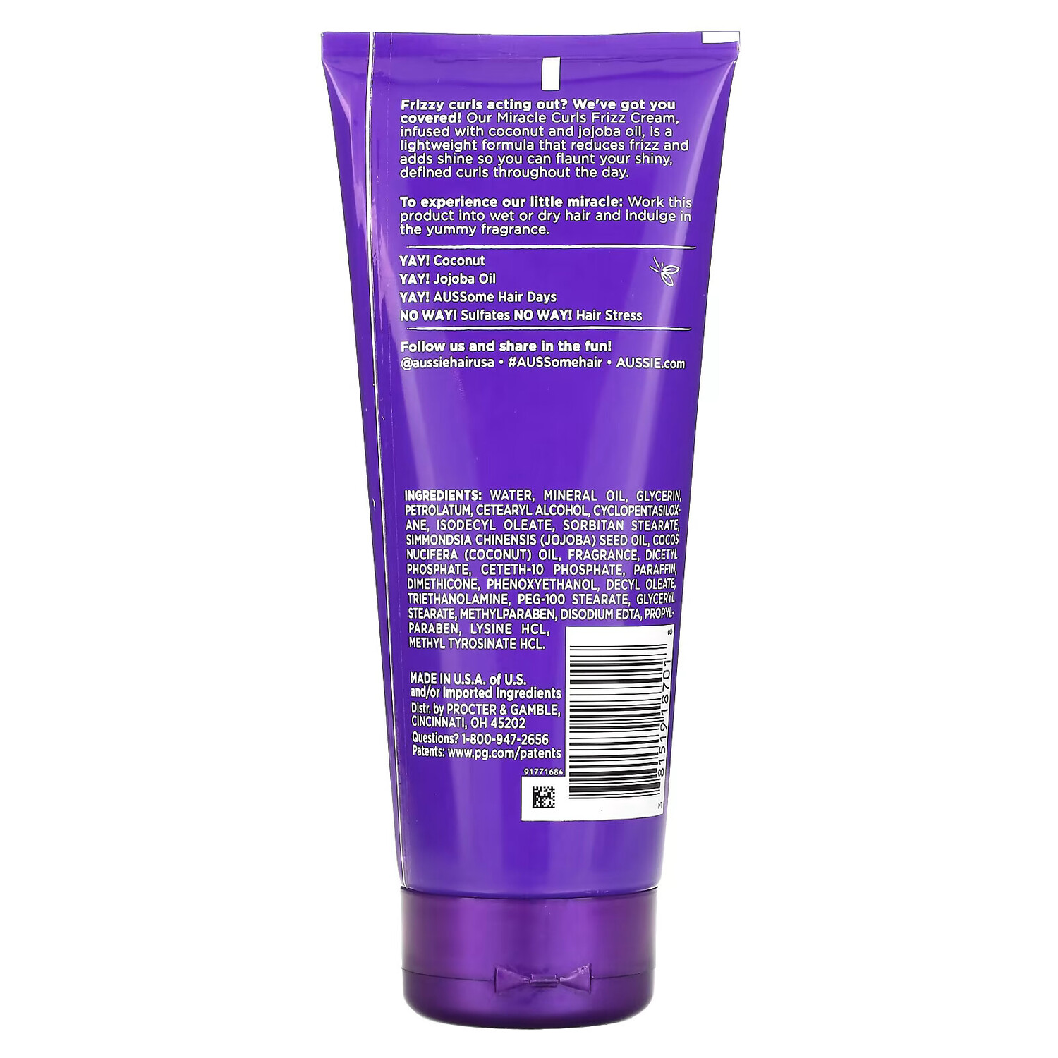 Aussie, Miracle Curls, крем для укладки вьющихся волос, кокос и масло австралийского жожоба, 193 г (6,8 унции) — фото 3