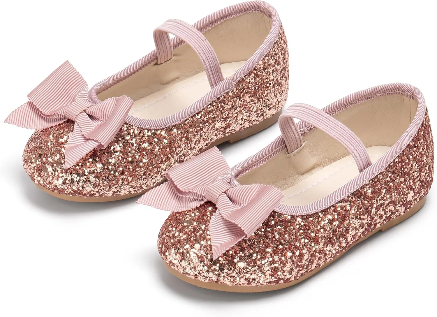 Детские туфли-балетки для девочек с бантом PHIRAMIN, Glitter Pink — фото 3