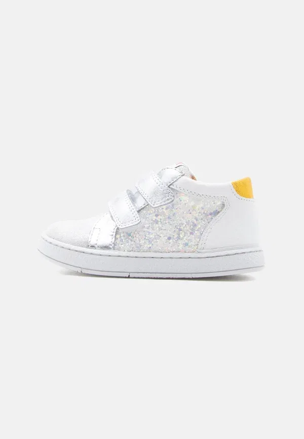 Ботинки кожаные Mousse easy top Pom D'Api, Glitter/Blanc/Multi-coloured, белый/мультиколор