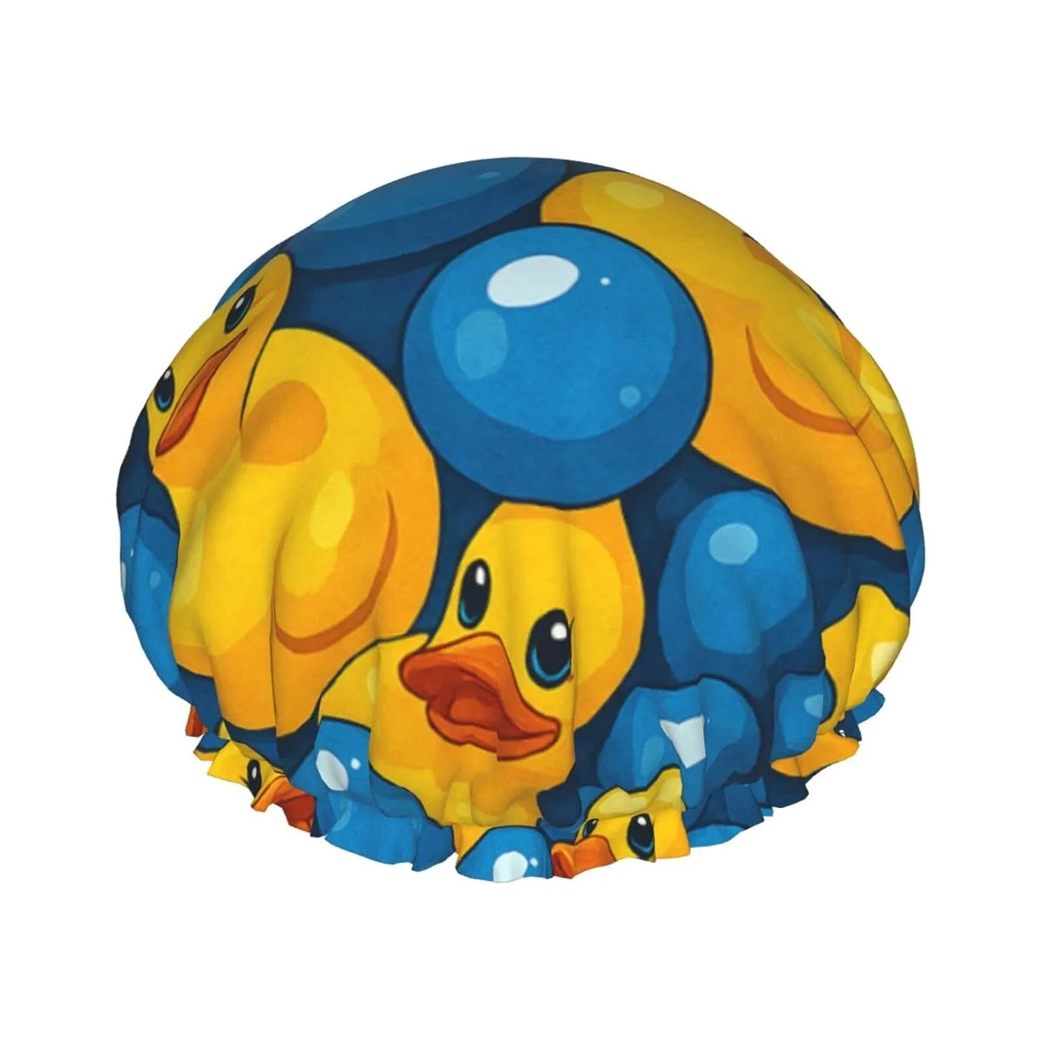 Шапочка для душа HLBSDM, двойной слой водонепроницаемая, резинка, Playful Rubber Duckies And Bubble