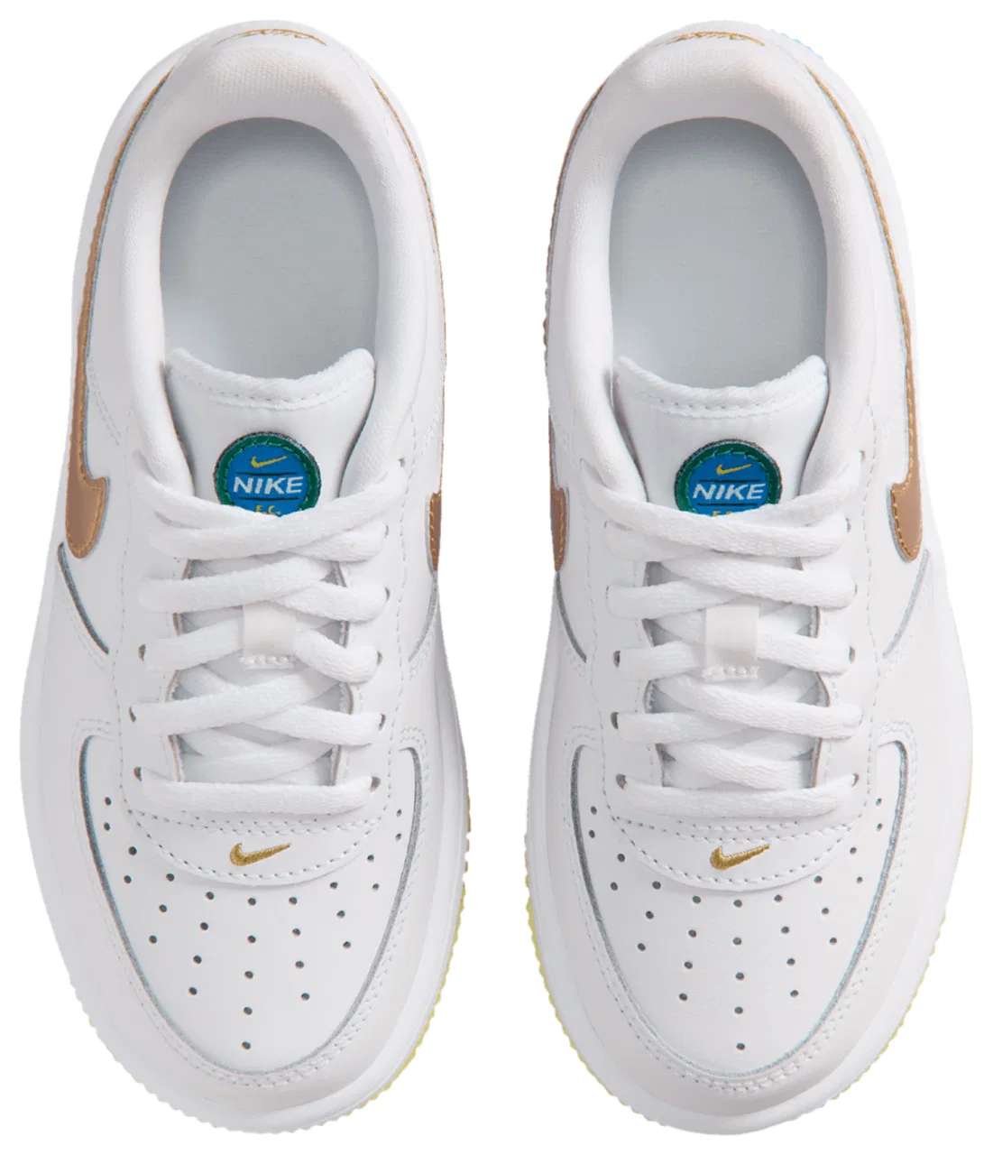 Кроссовки для мальчиков Air Force 1 Low Nike, цвет Soar/Metallic Gold/White — фото 4