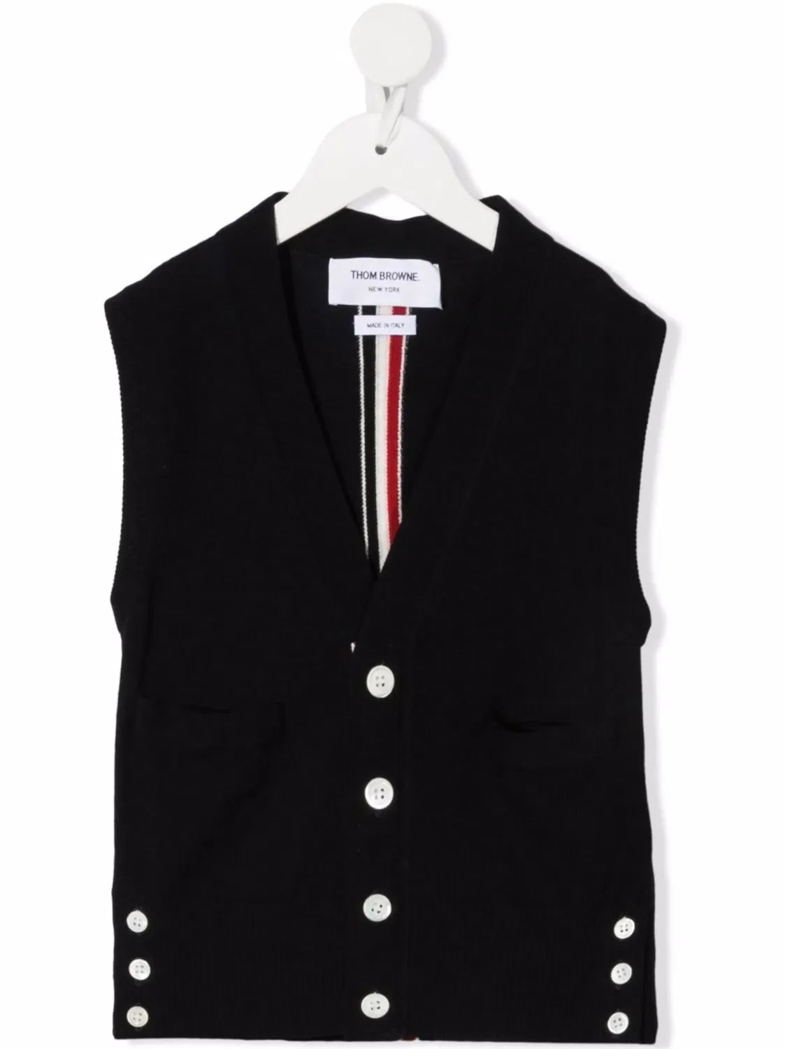 Жилет из мериносовой шерсти с пуговицами Thom Browne, голубой