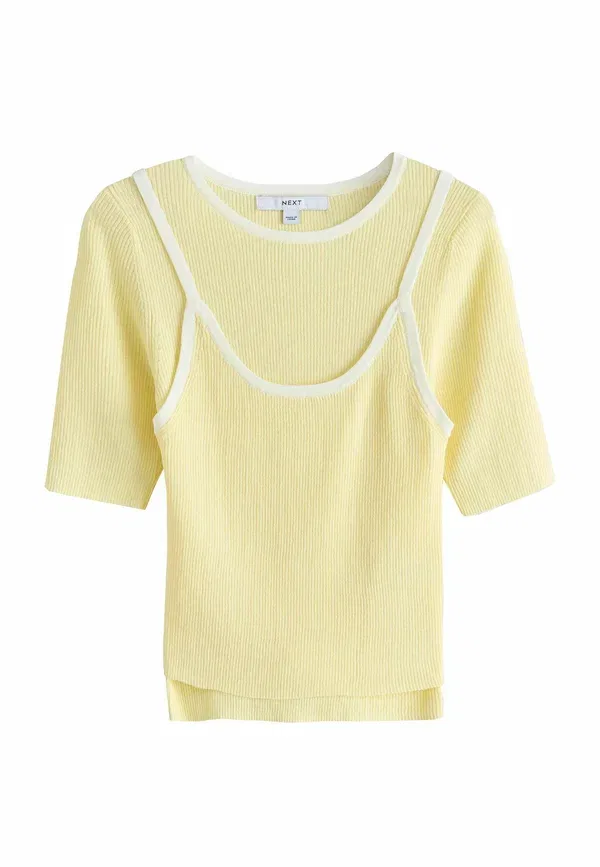 Футболка с коротким рукавом, rib, Tall fit - t-shirt cami double layer top - print t-shirt, Next, Yellow, желтый