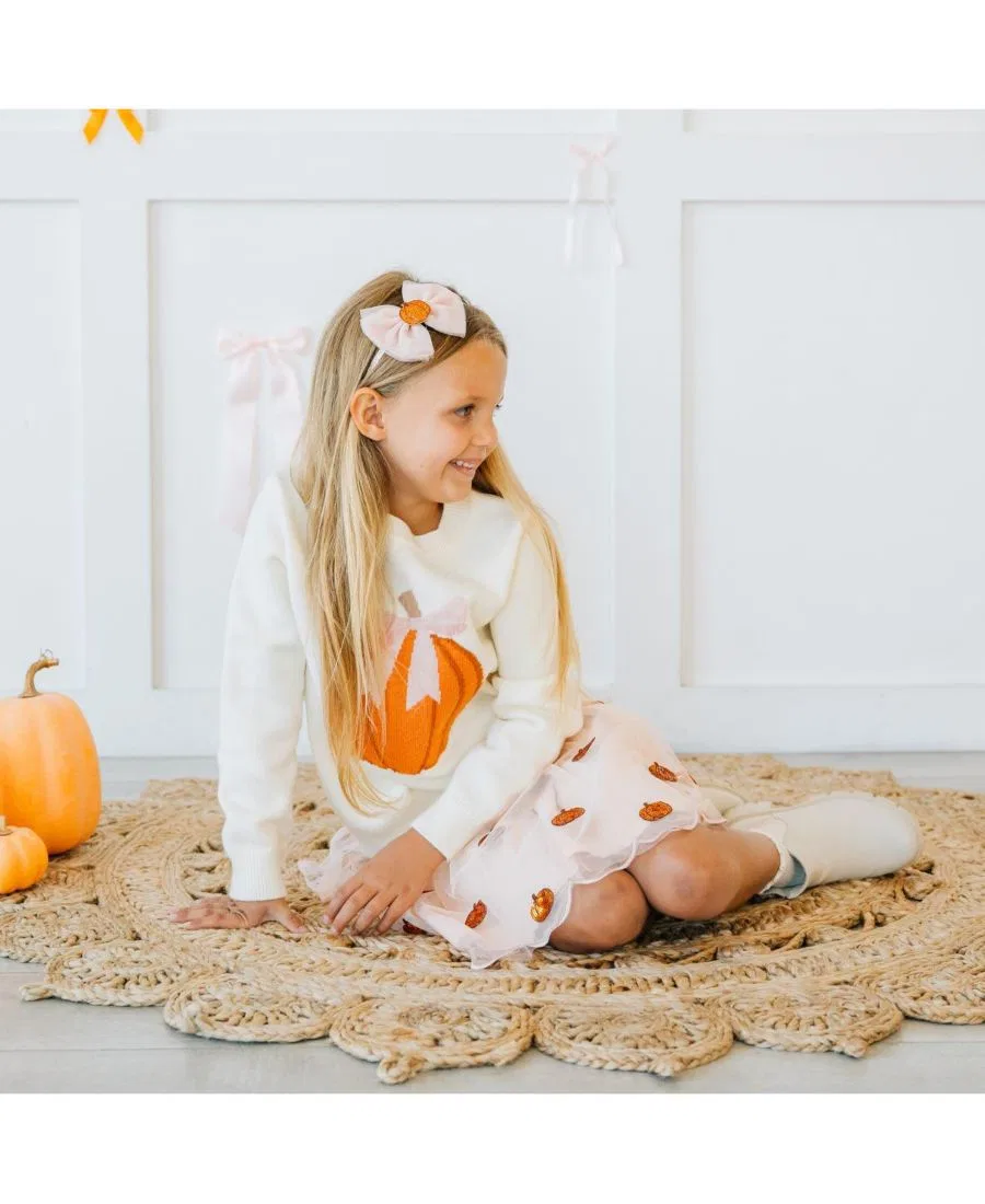 Детский свитер с принтом Coquette Pumpkin Sweater Sweet Wink, Ivory — фото 4