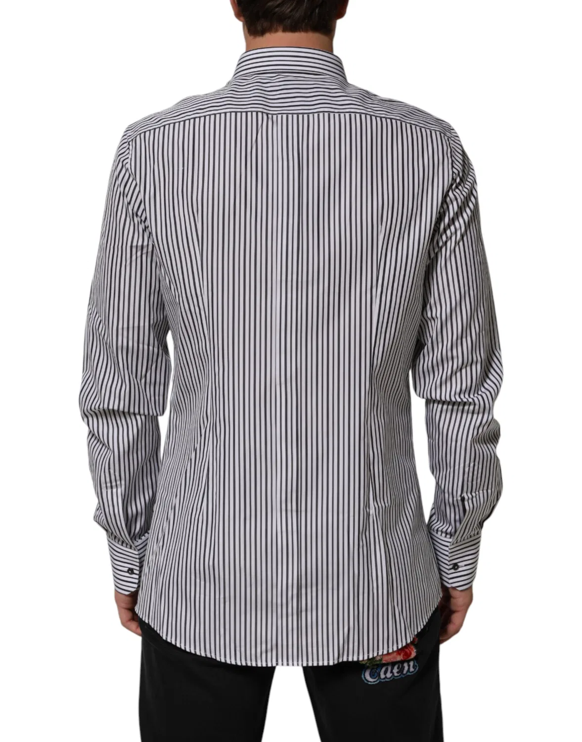 Мужская рубашка с принтом полоска GOLD Dress Shirt Dolce & Gabbana, Black and White — фото 3