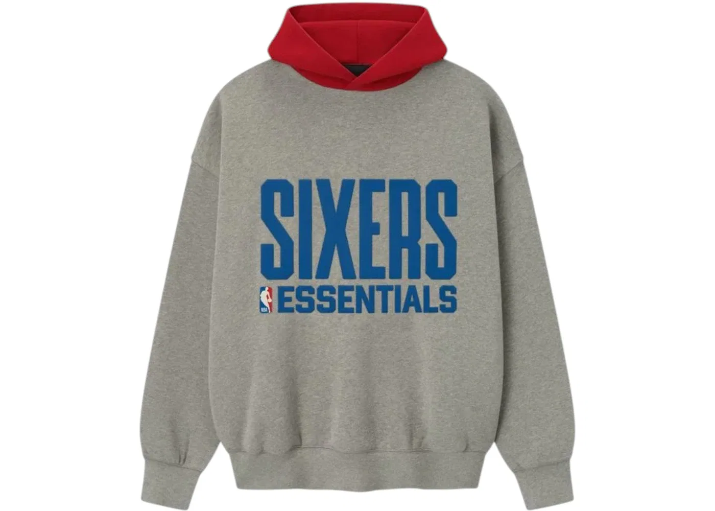 Мужская худи с длинным рукавом Fear of God Essentials Sixers Sport Hoodie, Concrete Heather/Red