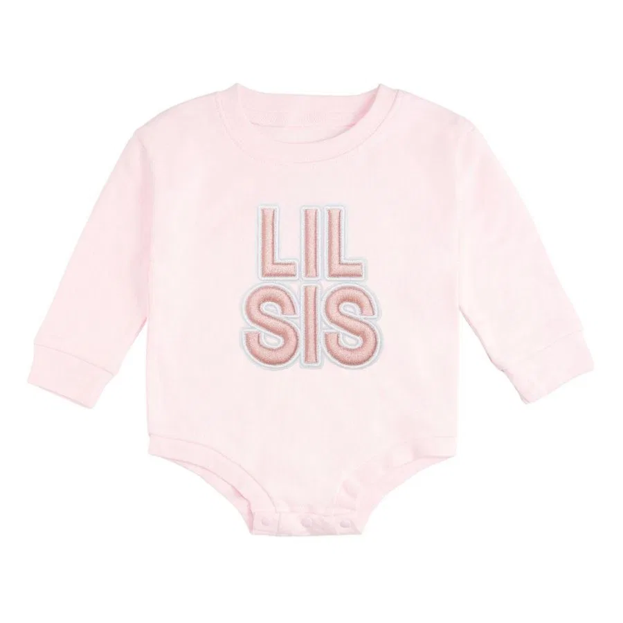 Боди-комбинезон с длинным рукавом, с вышивкой Lil Sis Sweet Wink, Ballet Pink
