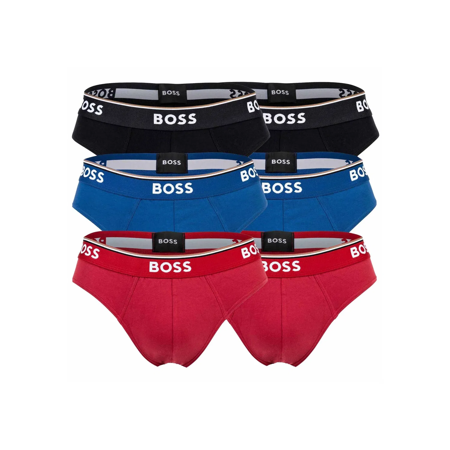 Мужские трусы-слипы в упаковке 6 штук BOSS, Red/Blue/Black