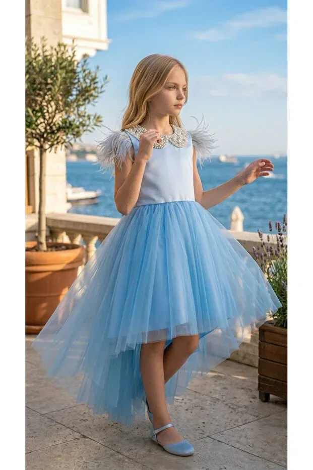 Детское платье для девочек с длинным рукавом Lindissima, Blue