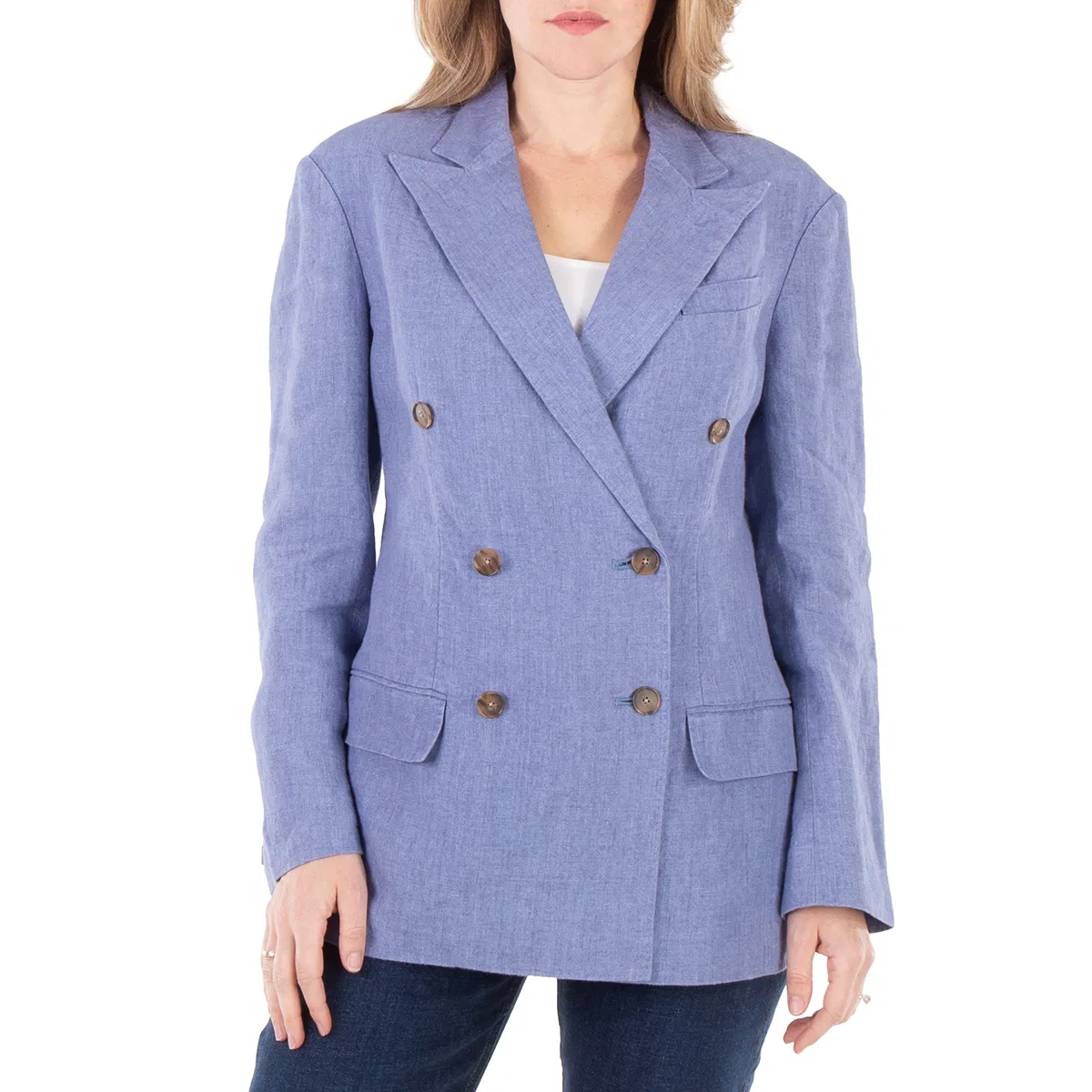 Блейзер двубортный льняной Delave Polo Ralph Lauren, Blue