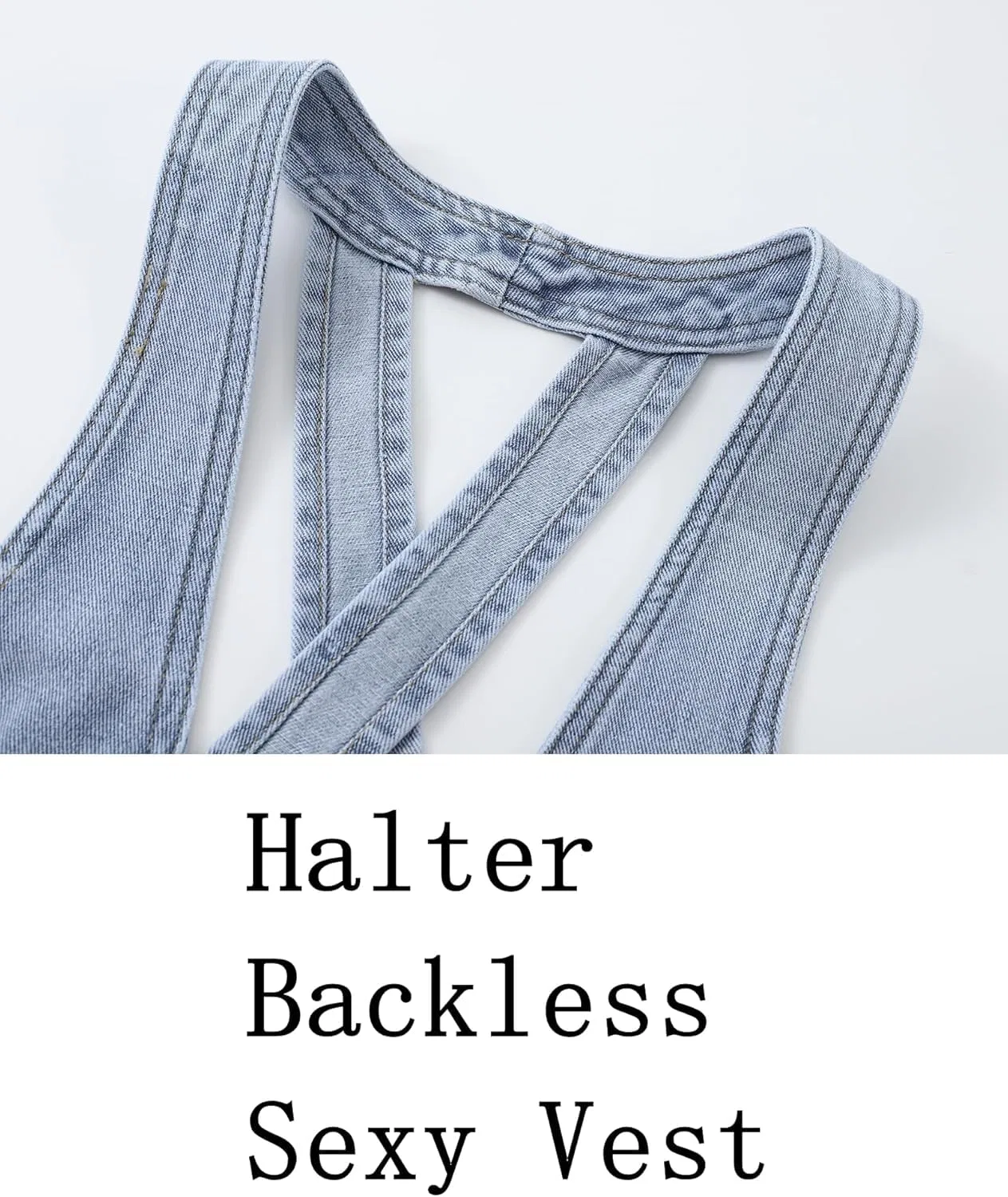 Женский джинсовый жилет без рукавов с принтом, Fitted Denim Vests — фото 4