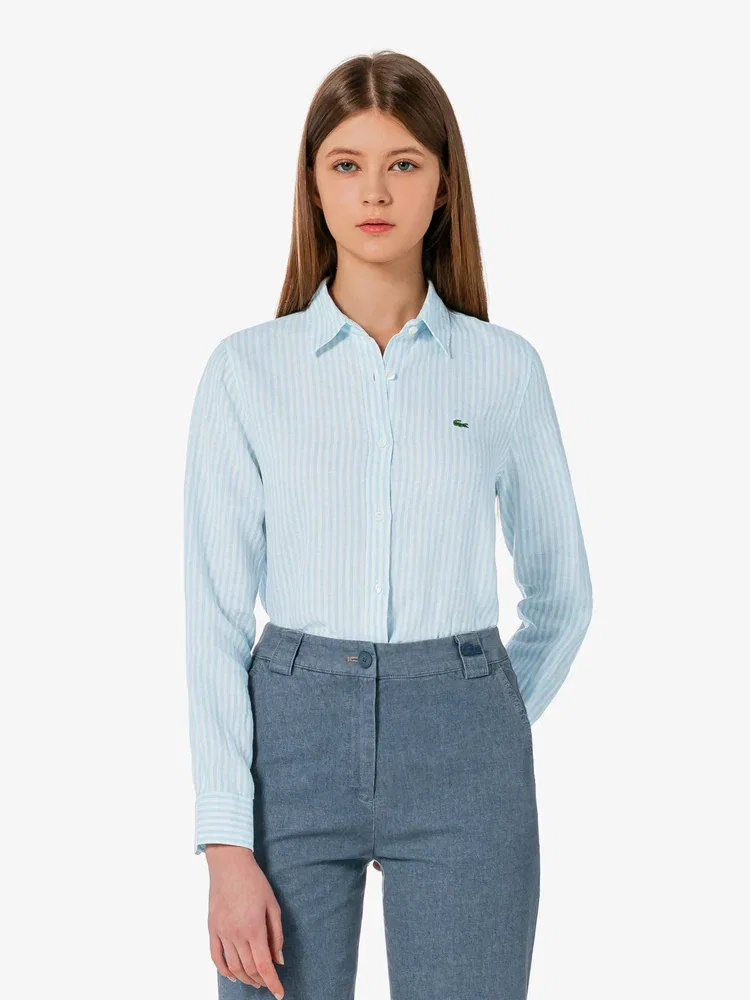 Рубашка льняная LACOSTE Regular Fit, Sky Blue