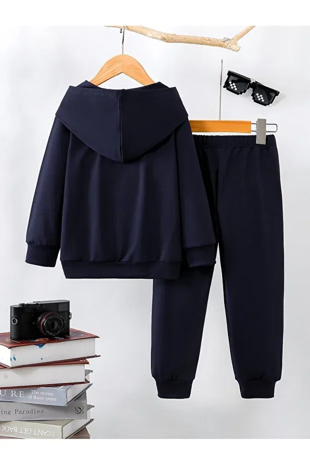 Детский комплект для девочек из свитшота и спортивных штанов Coolgirl premium 3 for girls yarn compact sweatshirt & tracksuit set Let'S Wear, Navy Blue — фото 2