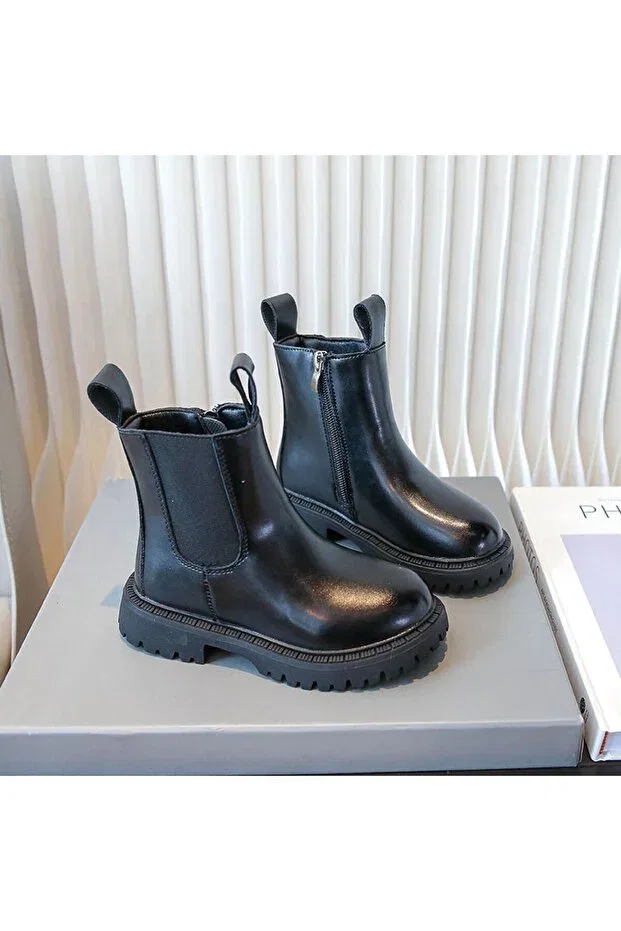 Детские ботинки для девочек на платформе с молнией Chelsea Boots Butik, Black — фото 3