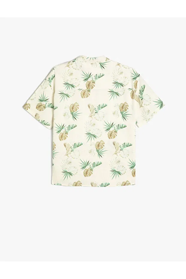 Детская рубашка для мальчиков с коротким рукавом Leaf patterned Koton, Ecru Patterned — фото 2