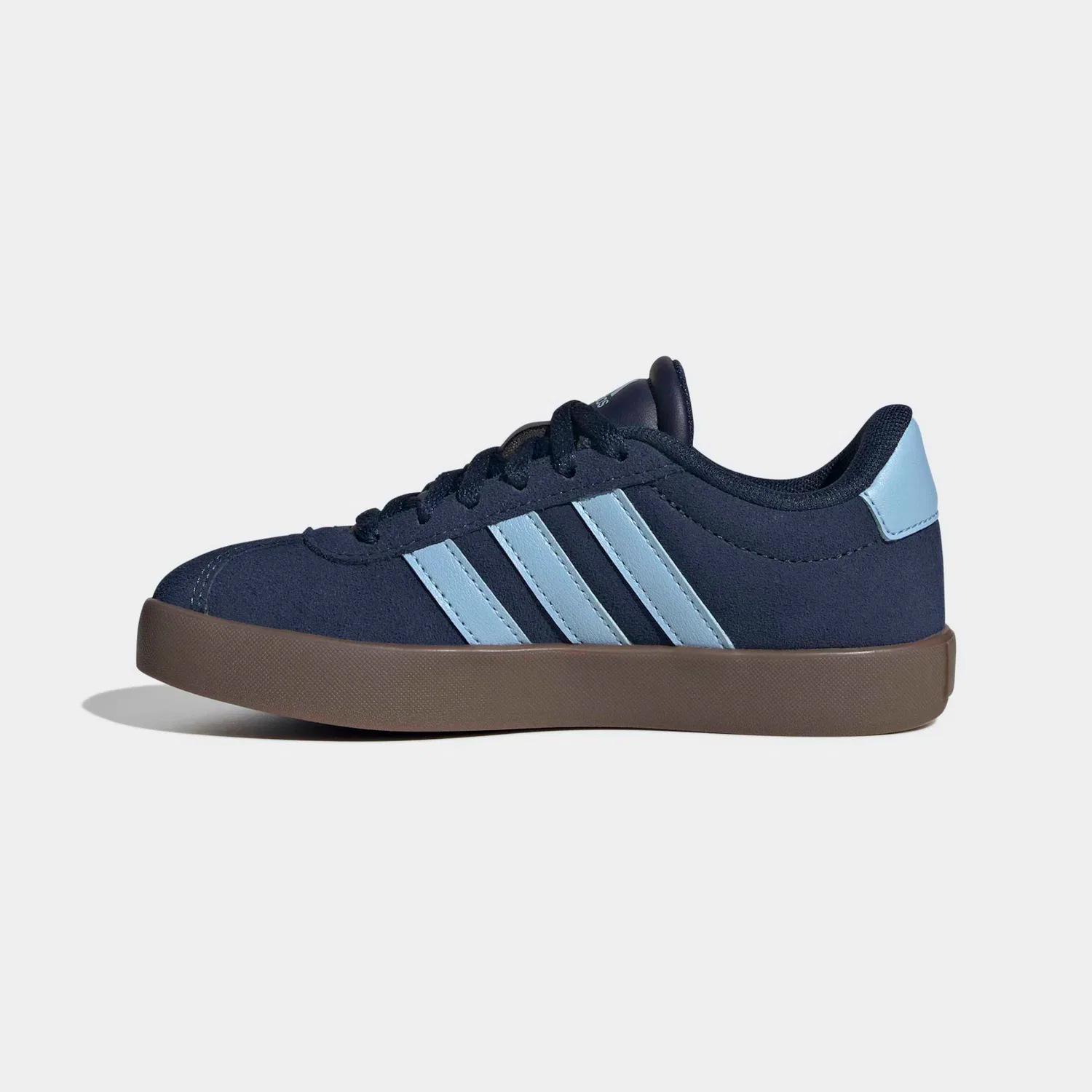Детские кроссовки замшевые VL Court 3.0 Adidas, Night Indigo/Clear Sky/Gum5 — фото 3