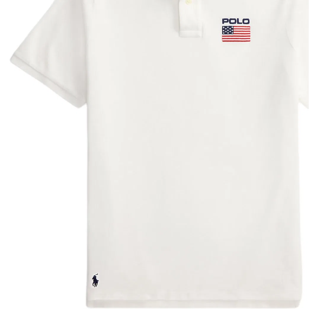 Мужское поло Polo Ralph Lauren Flag Polo Shirt, White — фото 4