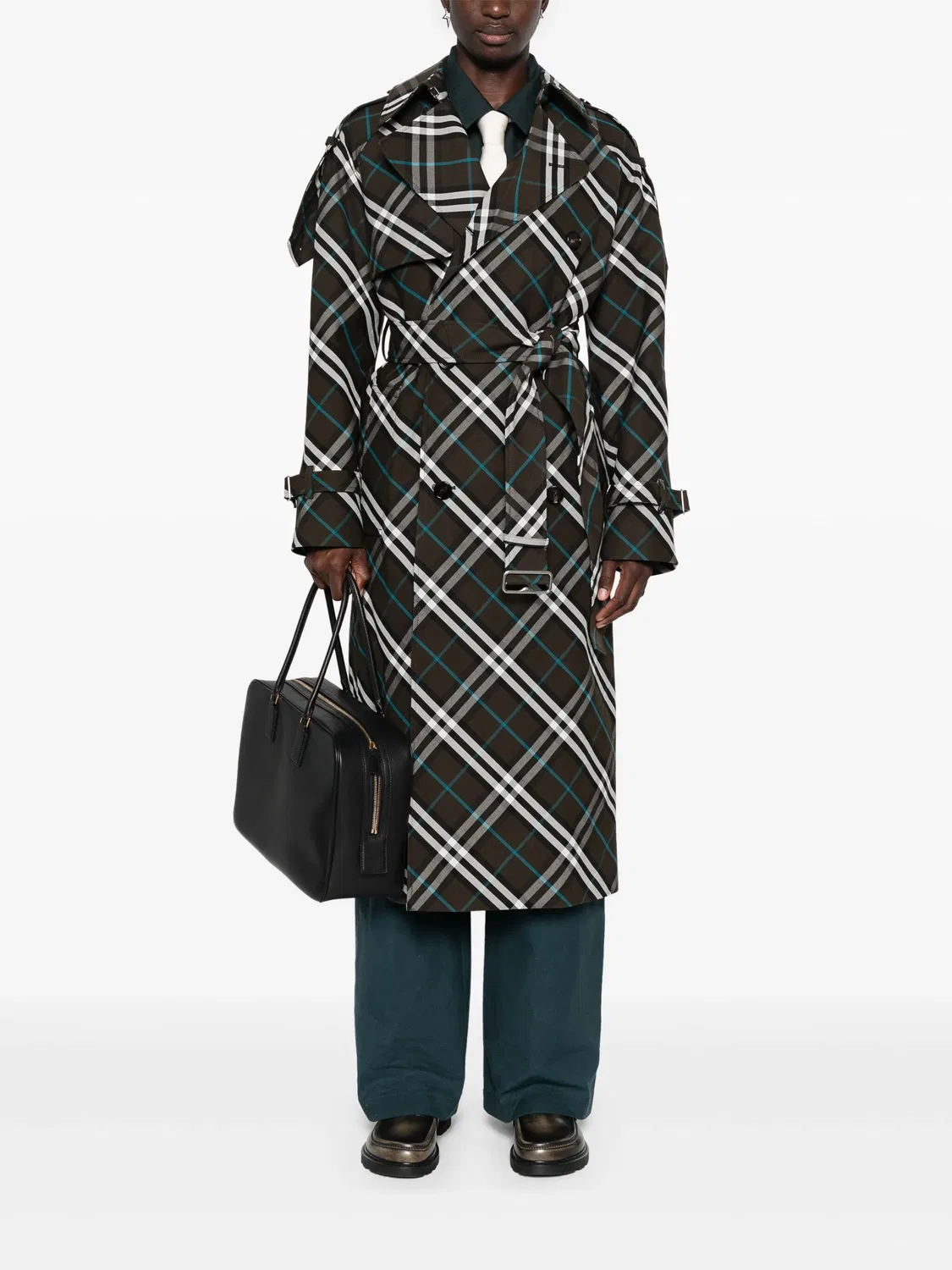 Клетчатый Тренч из Хлопкового Смеси Burberry, зеленый — фото 3