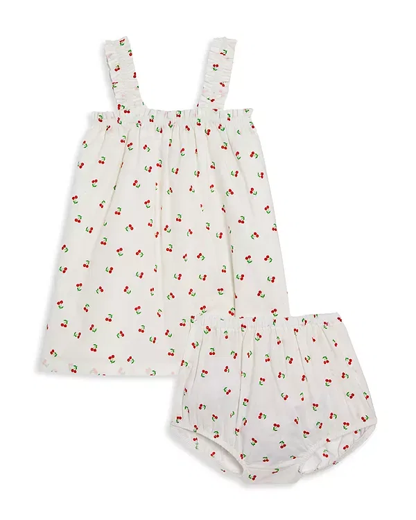 Детский комплект платья и подгузника с принтом Cherry Bloomie's Baby, White/Cherry