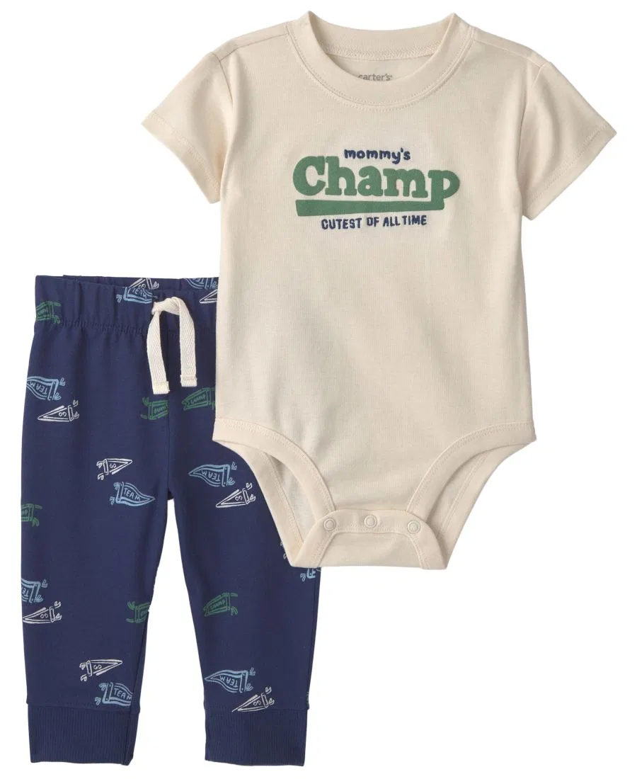 Комплект из боди и брюк Mommy's Champ Pennant Carter's, Cream/Navy