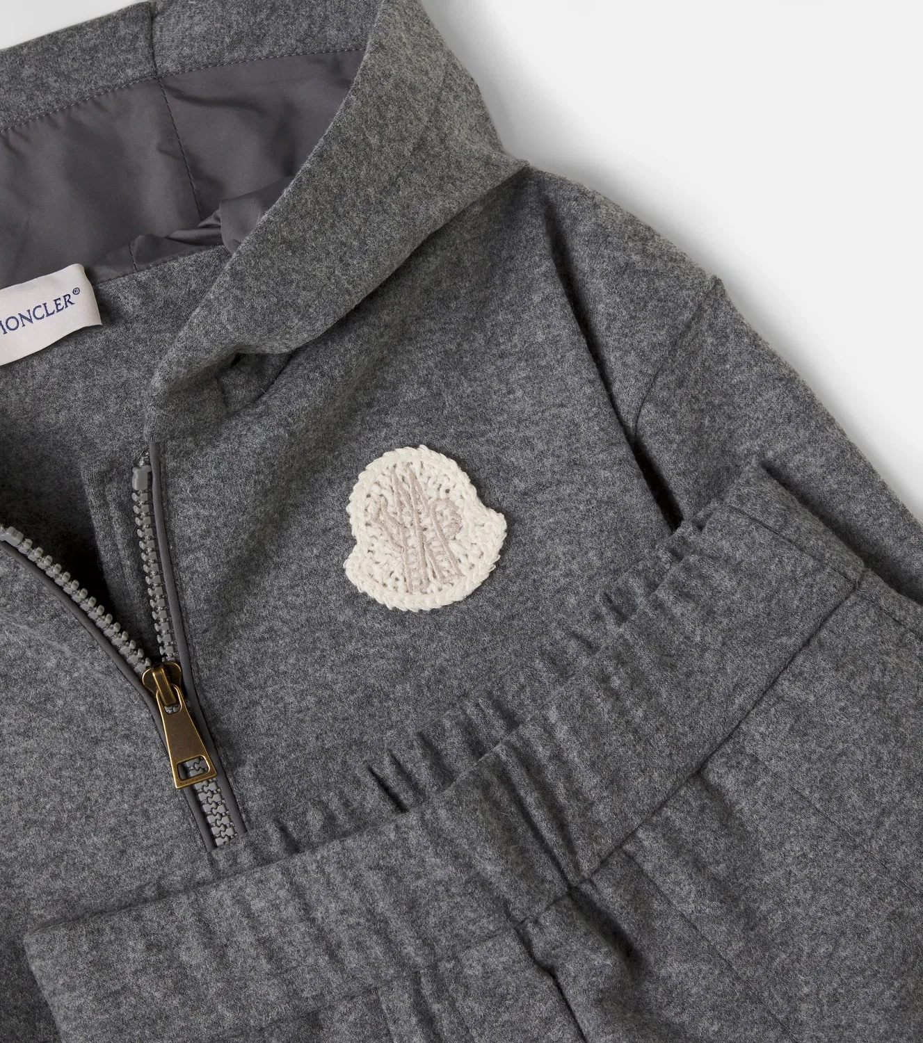 Комплект из толстовки и шорт из джерси с капюшоном Moncler Enfant, серый — фото 4