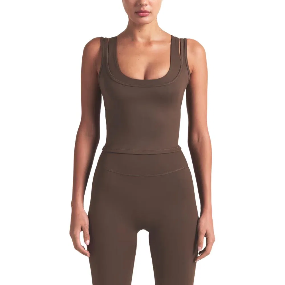 Женский топ без рукавов с двойными бретелями NikeSKIMS Matte, Dark Tan — фото 3
