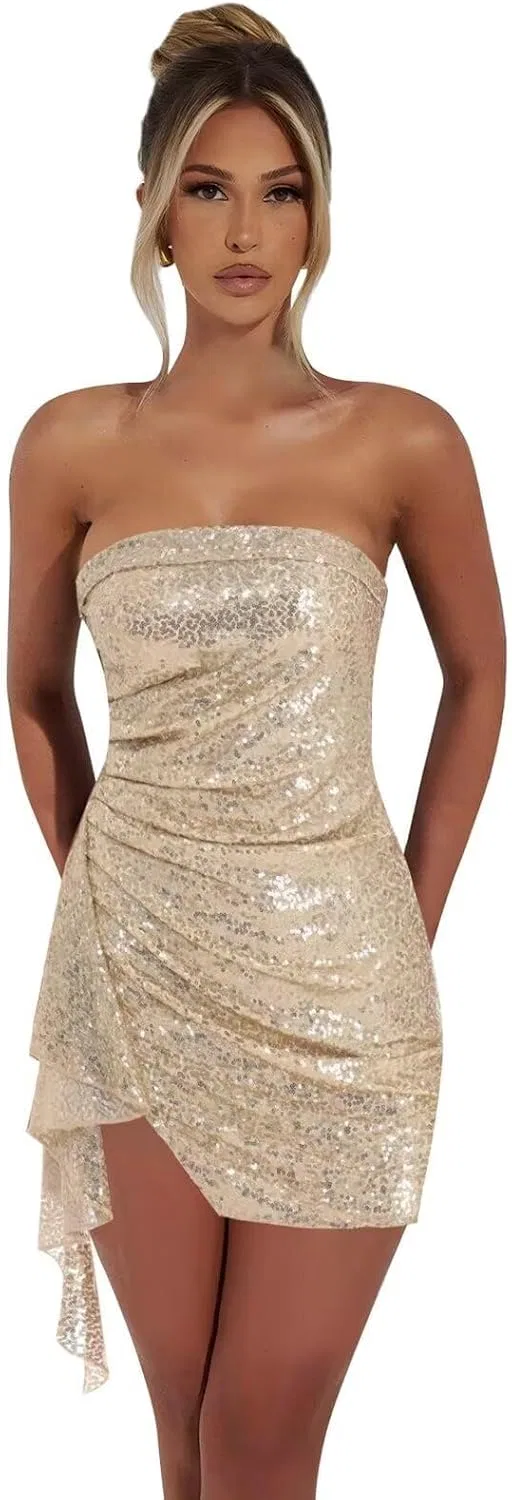Женское платье с пайетками для выпускного вечера Bodycon, Chocolate — фото 4