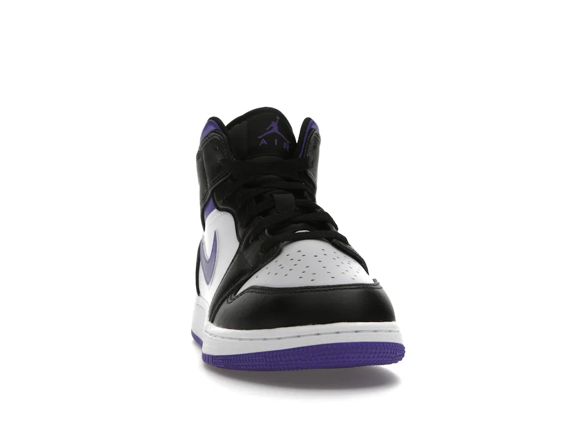 Детские кроссовки с кожаным верхом Jordan 1 Mid Jordan, Black/Dark Iris/White/Court Purple — фото 2