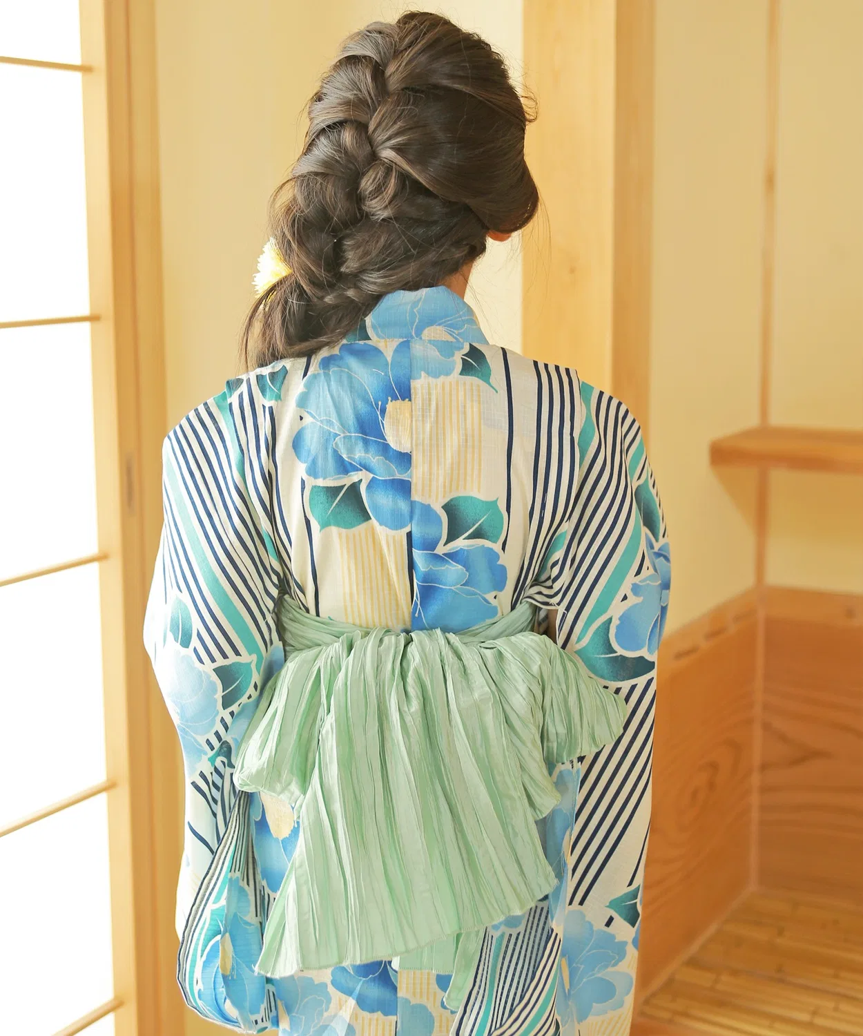 Детский пояс оби для кимоно с принтом Yukata-kan Grace, Sax Blue