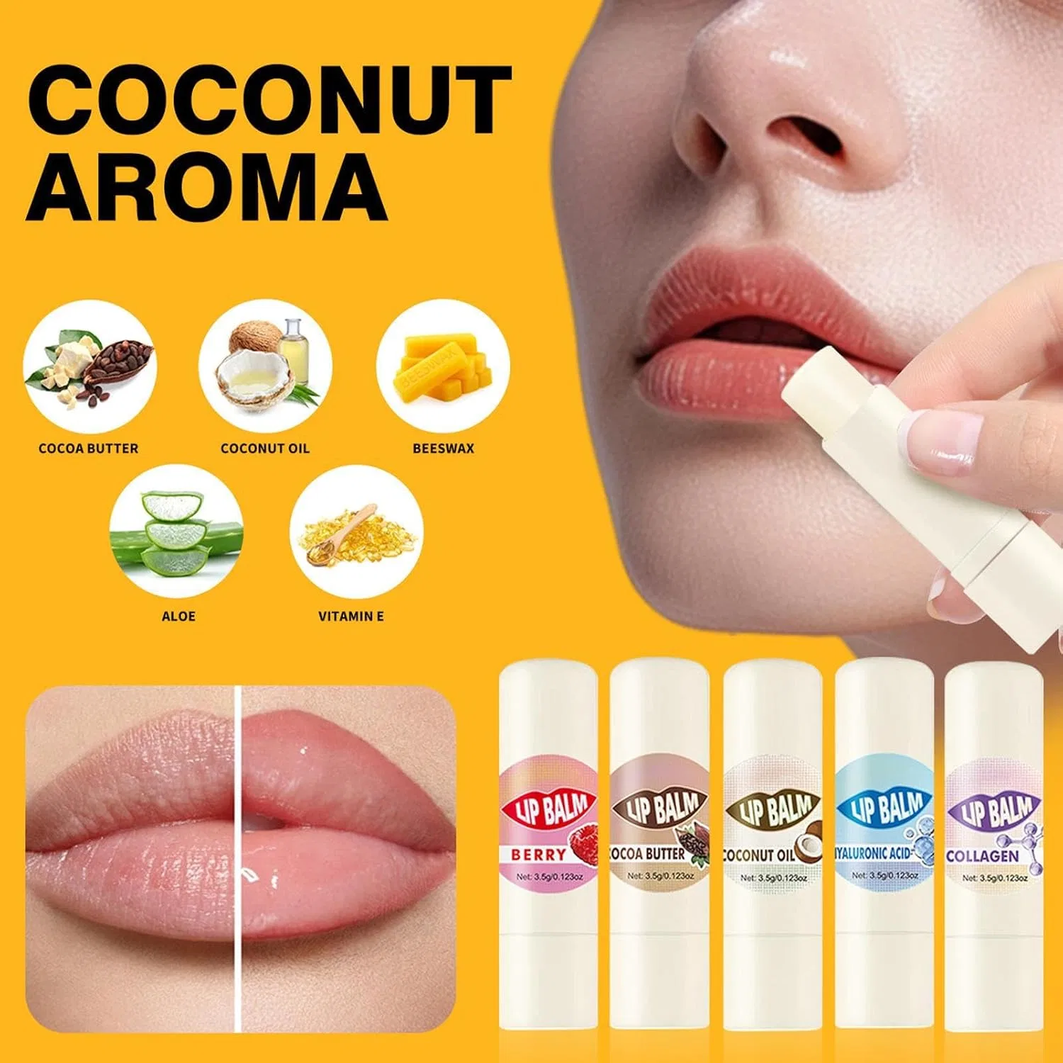 Generisch Бальзам для губ в виде ручки, 5 штук — фото 2