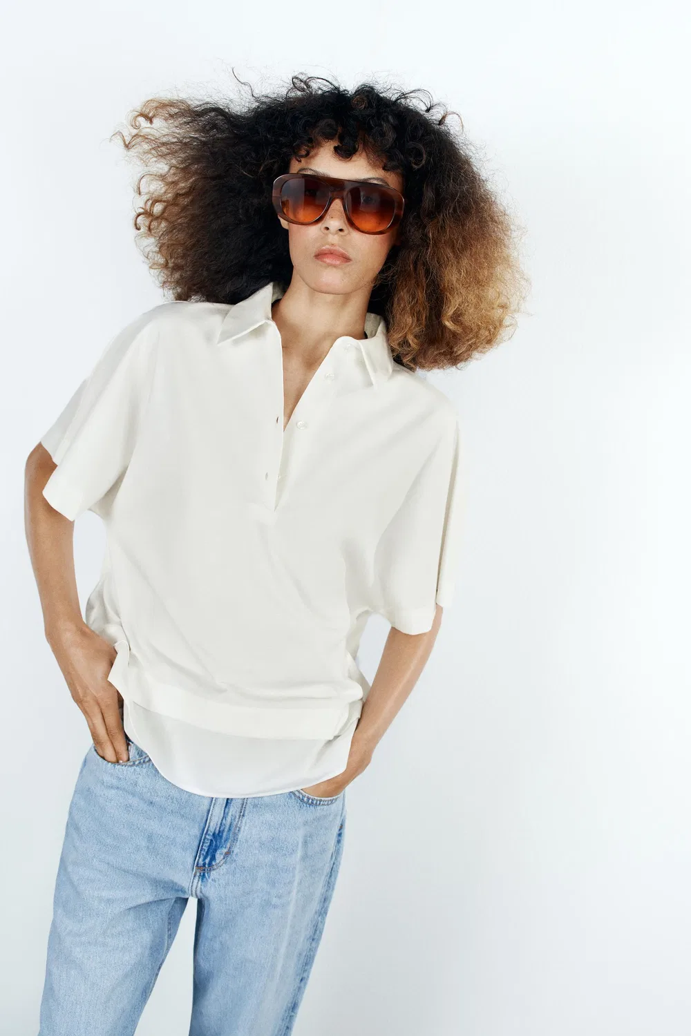 Футболка из контрастного хлопка ZARA, White — фото 2