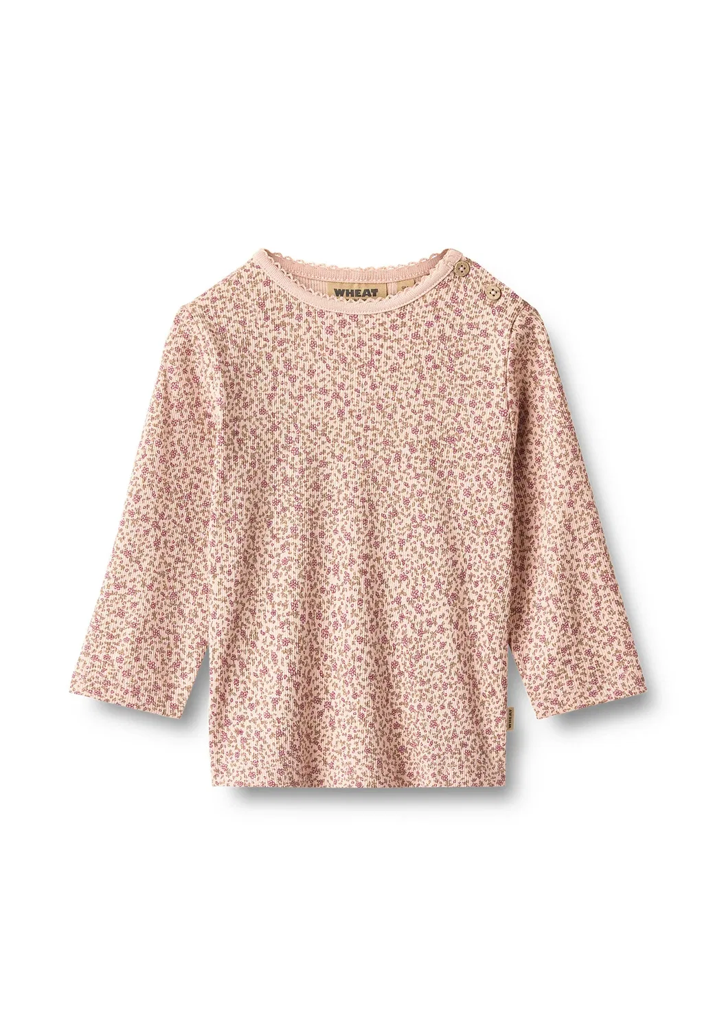 Футболка унисекс Marit с длинными рукавами Wheat, Dime Rose Small Flowers