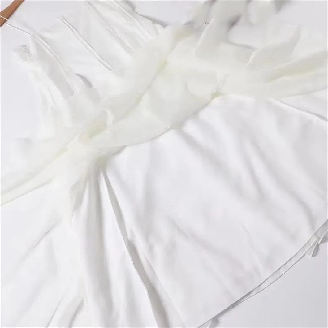 Женское летнее миди-платье A-line с бретельками-спагетти, White — фото 4