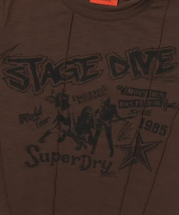 Футболка длинный рукав с защипами, Superdry, коричневый — фото 4