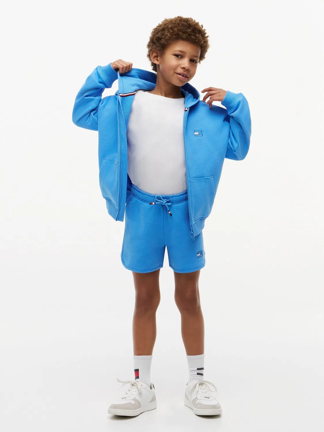 Шорты хлопковые с логотипом Tommy Hilfiger, синие — фото 3
