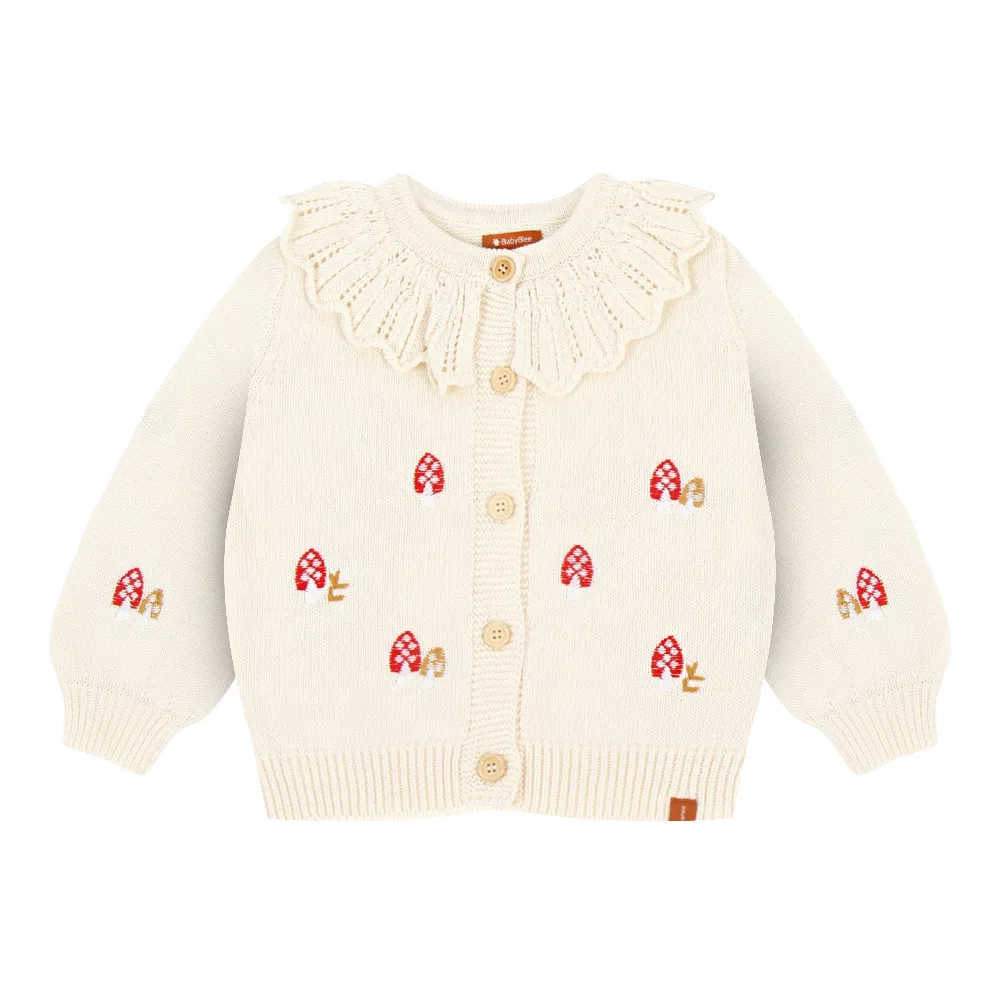 Детский вязаный кардиган Mushroom Knit Cardigan BABYBLEE, Cream