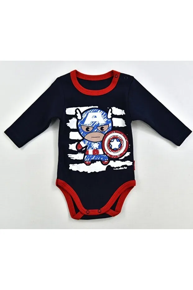 Детское боди с принтом Navy Blue Captain Marvel Printed Myluni, Navy Blue