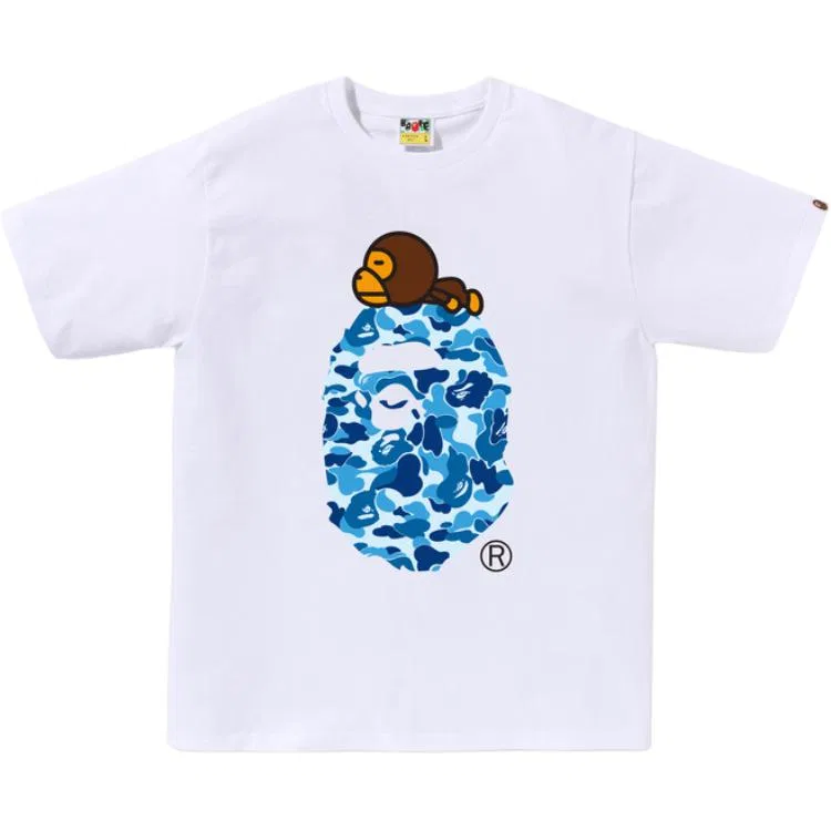 Детская футболка с камуфляжным принтом A BATHING APE, White & Blue