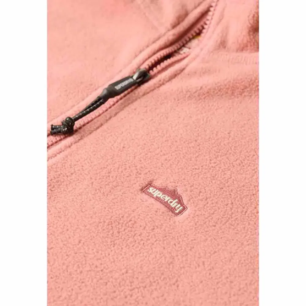 Худи на молнии Superdry Polar Fleece Crop half zip, розовый — фото 4