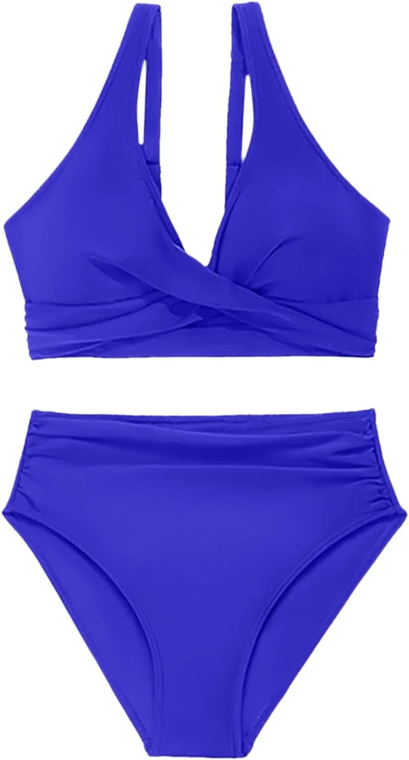 Женский бикини-сет с завышенной талией Retro Push Up, Blue — фото 3
