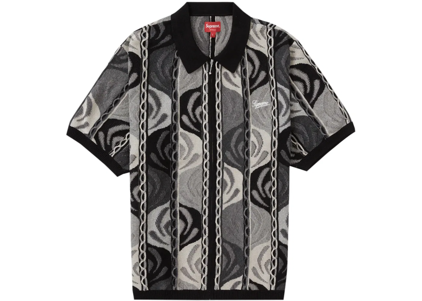 Мужская рубашка-поло текстурированная с застежкой-молнией Supreme Polo, Black